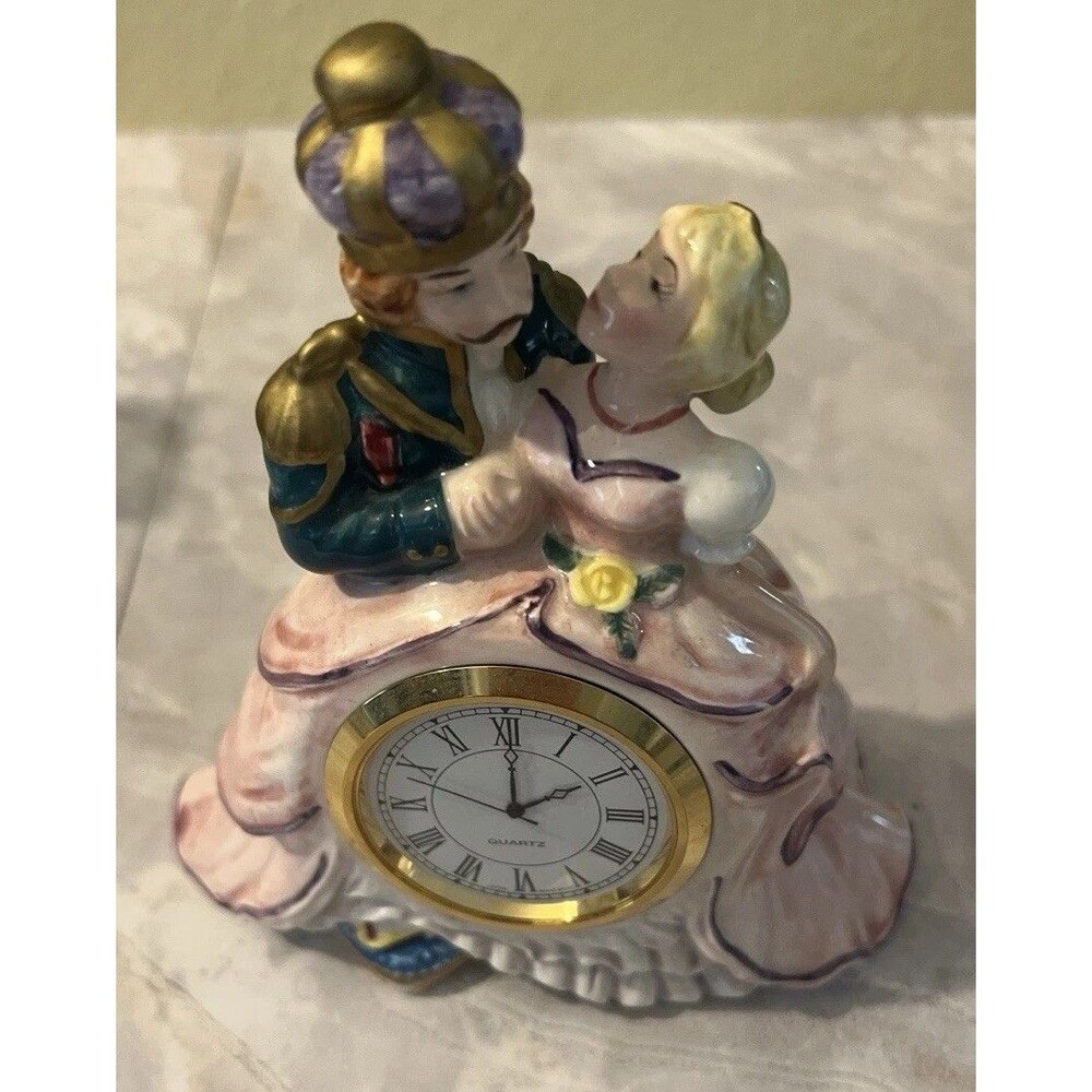 Fitz & Floyd Cinderella & Prince Charming Quartz Clock Vtg 1995 - Picture 7 of 8